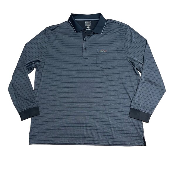 GREG NORMAN TASSO ELBA POLO SHIRT MENS XL STRIPED PLAY DRY PERFORMANCE GOLF LOGO - Picture 1 of 9
